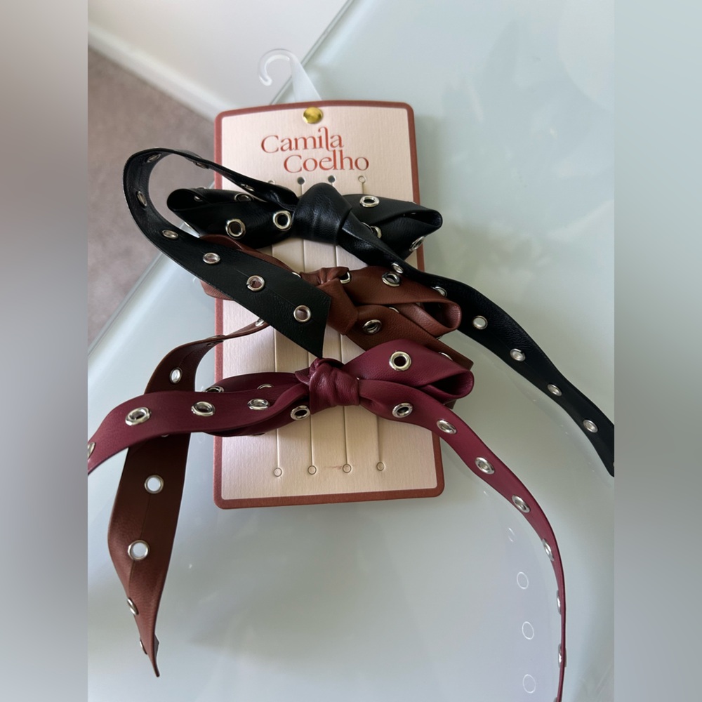 Camila Coelho Leather Hair Bow Set